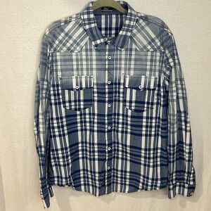 Silver jeans company Men’s large Blue striped Ombré Button up